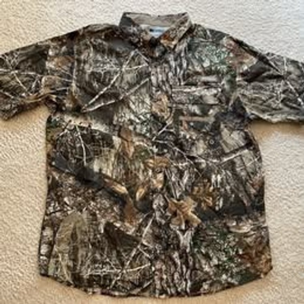 New Columbia PHG Super Sharptail Short Sleeve Camo Button Down Shirt Men XL